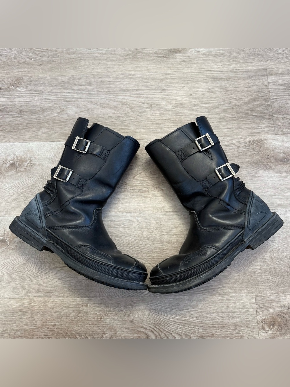 Vintage Harley Davidson Mens 10 Black Engineer Motorcycle Leather Buckle Boots